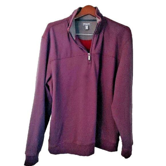 Van Heusen Flex Men L Purple 1/4 Zip Pullover Fishermen Hunting Golf Outdoor Y2K - Picture 1 of 5